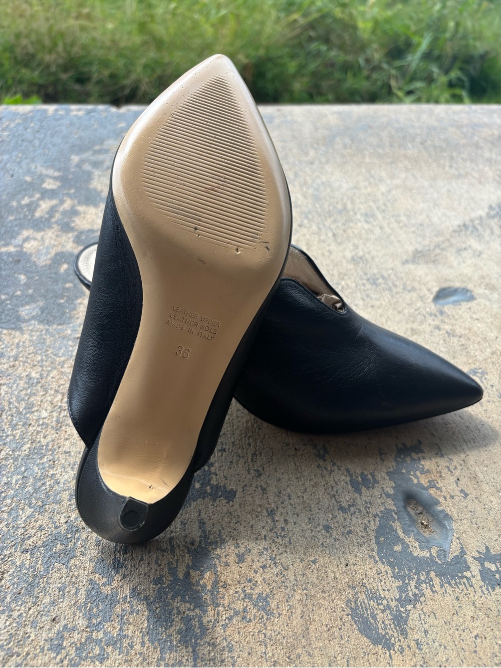 Napoleon Perdis Black Pointed Leather Mule Heels - Picture 4 of 6